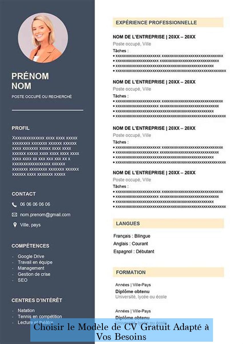 Choisir le Modèle de CV Gratuit Adapté à Vos Besoins