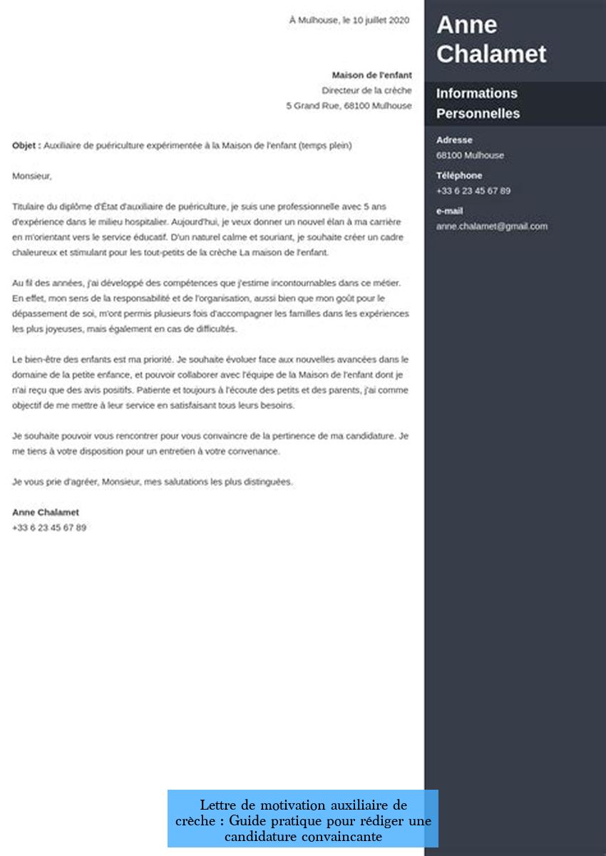 Lettre de motivation auxiliaire de crèche : Guide pratique pour rédiger une candidature convaincante