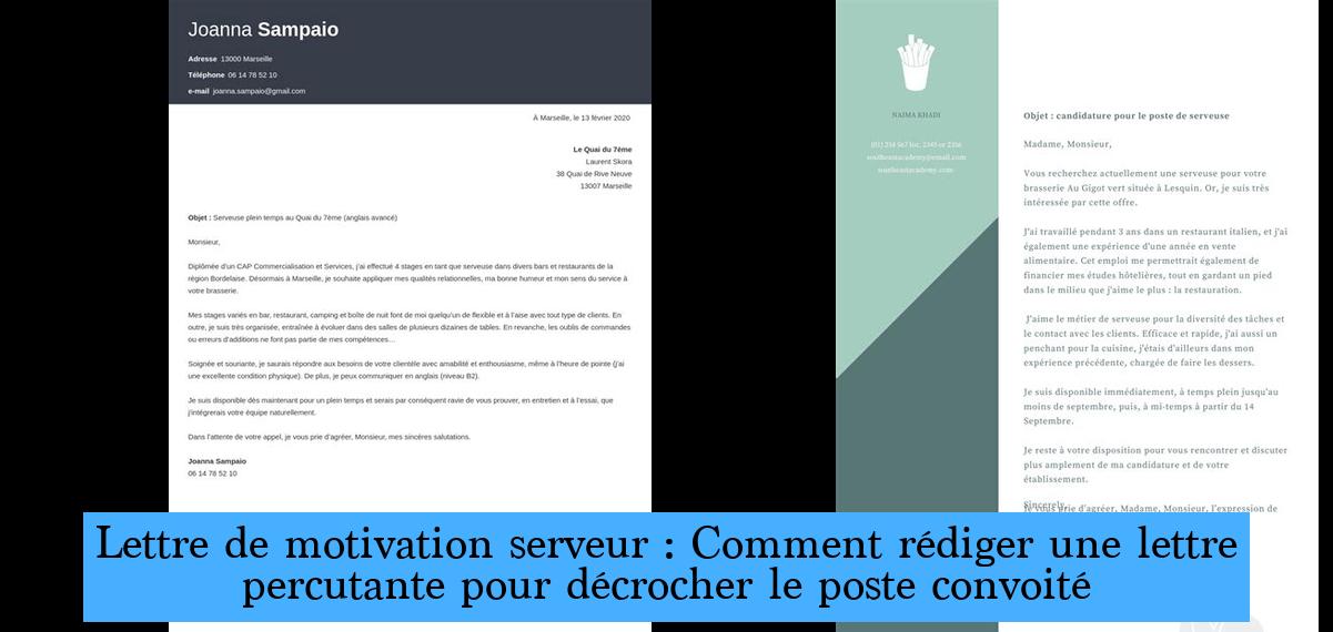 Lettre De Motivation Serveur En Restauration Lettre de motivation serveur : Comment rédiger une lettre percutante